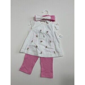 Little Me Baby Girl 3PC Floral Tunic Pink Leggings Headband Set NWT